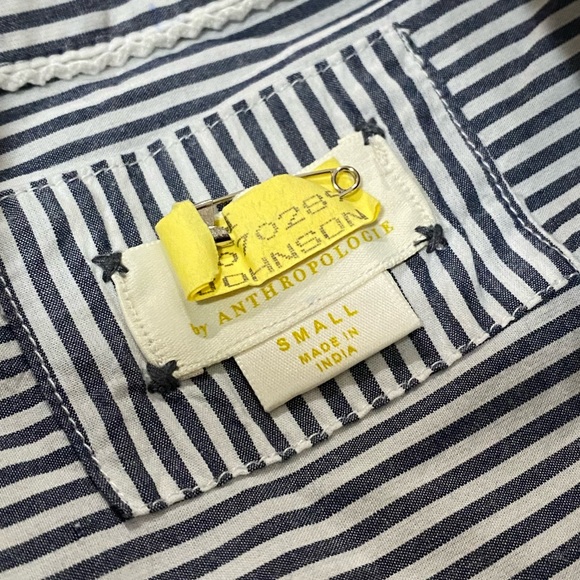 Maeve By Anthropologie Striped Henley Popover Shirt Size Small - Picture 6 of 9